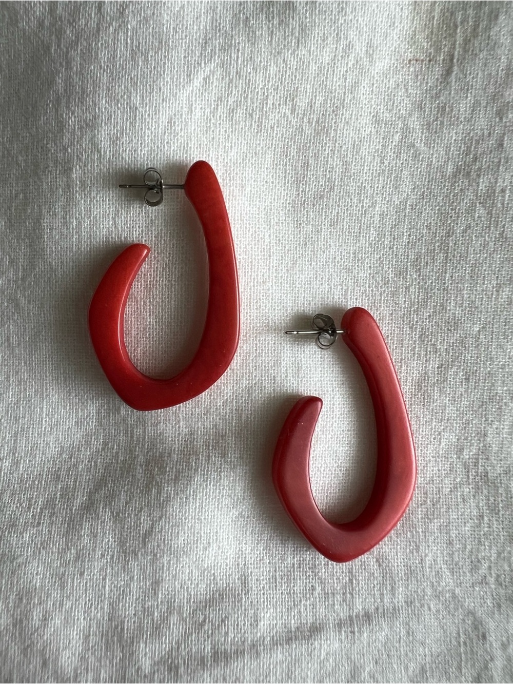 Noonday Collection coral/red Modern Open Hoop Earrings -